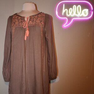 KORI - EMBROIDERED LIGHT BROWN CORAL/ORANGE DETAIL -S